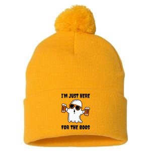 Im Just Here For The Boos Funny Halloween Beer Lovers Drink Pom Pom 12in Knit Beanie