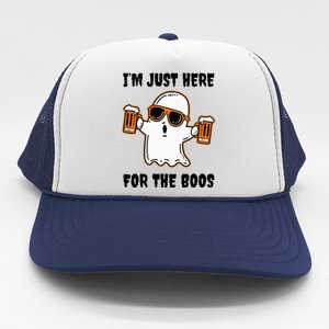 Im Just Here For The Boos Funny Halloween Beer Lovers Drink Trucker Hat