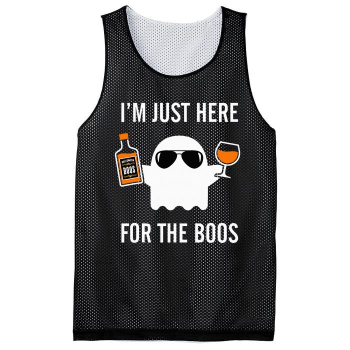 I'm Just Here For The Boos Funny Halloween Liquor Mesh Reversible Basketball Jersey Tank