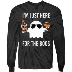 I'm Just Here For The Boos Funny Halloween Liquor Tie-Dye Long Sleeve Shirt