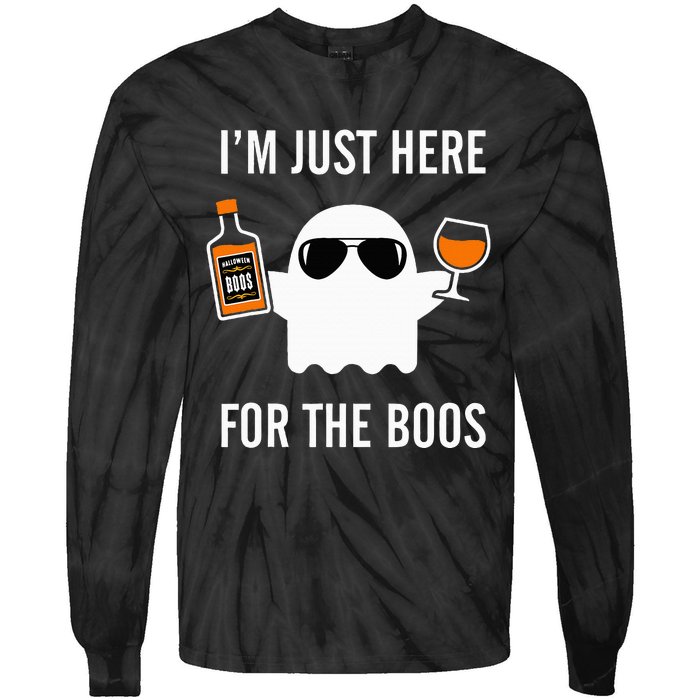 I'm Just Here For The Boos Funny Halloween Liquor Tie-Dye Long Sleeve Shirt