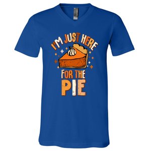 I'm Just Here For The Pie Thanksgiving Fall Autumn Retro V-Neck T-Shirt