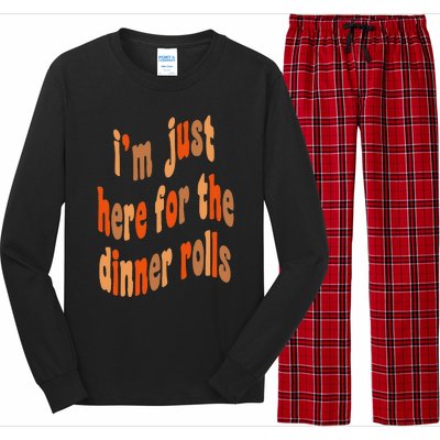 I'm Just Here For The Dinner Rolls Retro Thanksgiving Bread Long Sleeve Pajama Set