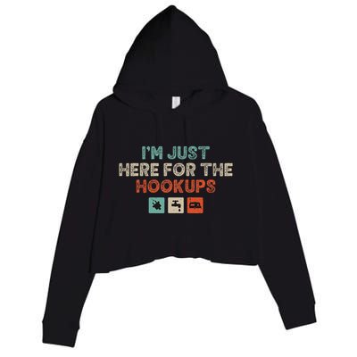 Im Just Here For The Hookups Crop Fleece Hoodie