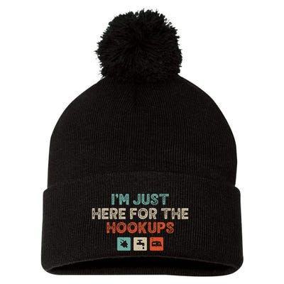 Im Just Here For The Hookups Pom Pom 12in Knit Beanie