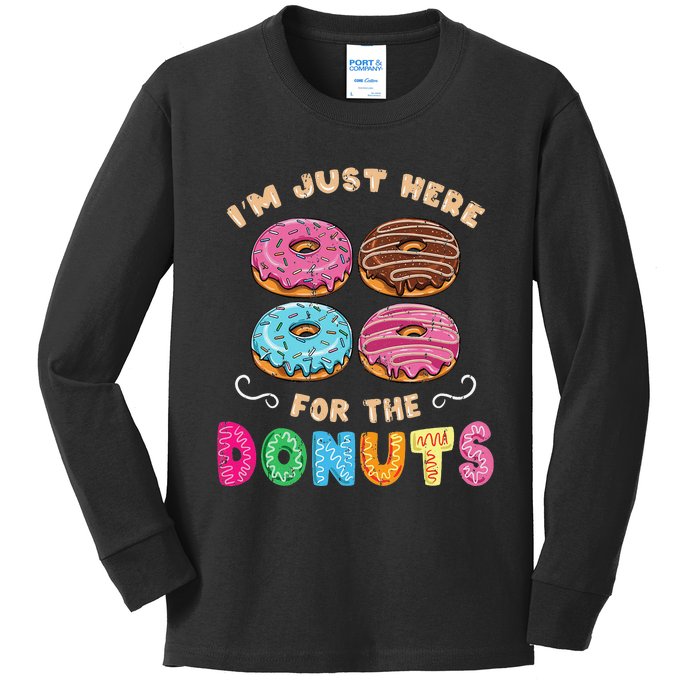 Im Just Here For The Donuts Candy Lover Kids Long Sleeve Shirt