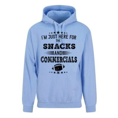 I'm Just Here For The Snacks And Commercials Football Gift Unisex Surf Hoodie