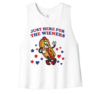 Im Just Here For The Wieners 4th Of July Shirts Women's Racerback Cropped Tank