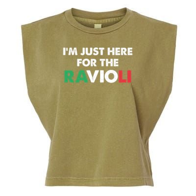 Im Just Here For The Ravioli Italian Food Funny Garment-Dyed Women's Muscle Tee