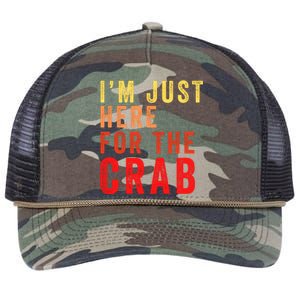 IM Just Here For The Crab I Love Crab Funny Food Lover Funny Seafood Foodie Retro Rope Trucker Hat Cap