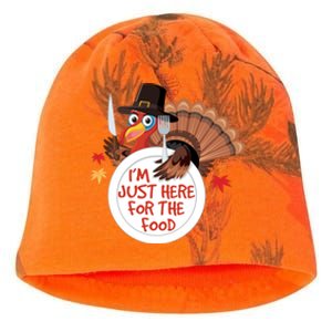 Im Just Here For The Food Funny Thanksgiving Turkey Pilgrim Gift Kati - Camo Knit Beanie