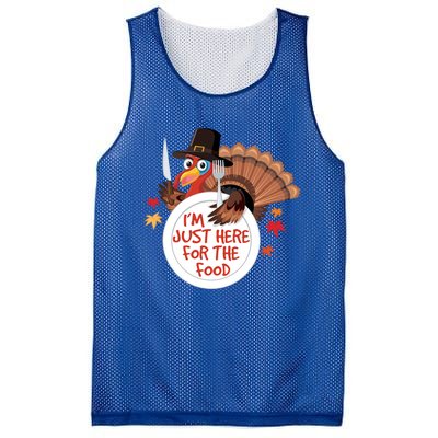 Im Just Here For The Food Funny Thanksgiving Turkey Pilgrim Gift Mesh Reversible Basketball Jersey Tank