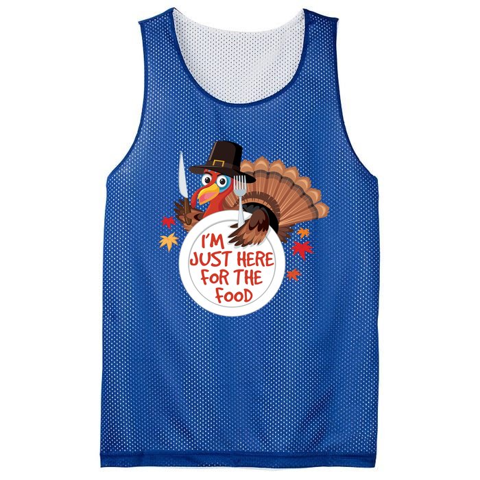 Im Just Here For The Food Funny Thanksgiving Turkey Pilgrim Gift Mesh Reversible Basketball Jersey Tank