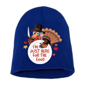 Im Just Here For The Food Funny Thanksgiving Turkey Pilgrim Gift Short Acrylic Beanie