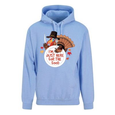 Im Just Here For The Food Funny Thanksgiving Turkey Pilgrim Gift Unisex Surf Hoodie