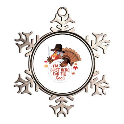 Im Just Here For The Food Funny Thanksgiving Turkey Pilgrim Gift Metallic Star Ornament