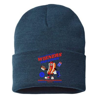 IM Just Here For The Wieners 4th Of July Gamer Game Hotdog Sustainable Knit Beanie