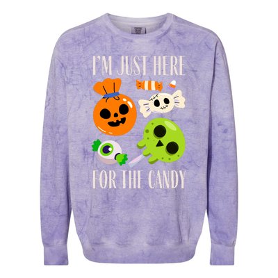 IM Just Here For The Candy Fuuny Halloween Colorblast Crewneck Sweatshirt