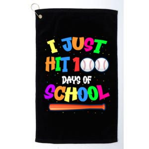 I Just Hit 100 Days Of School Baseball 100th Day Gift Platinum Collection Golf Towel