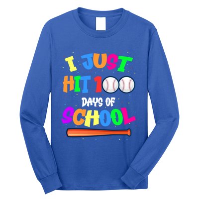 I Just Hit 100 Days Of School Baseball 100th Day Gift Long Sleeve Shirt