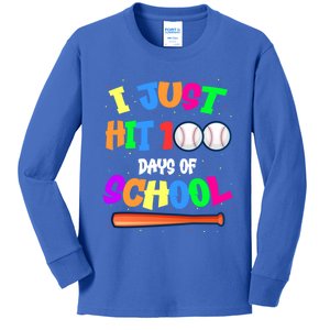 I Just Hit 100 Days Of School Baseball 100th Day Gift Kids Long Sleeve Shirt