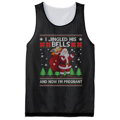 I Jingled His Bells And Now IM Pregnant Ugly Xmas Mesh Reversible Basketball Jersey Tank