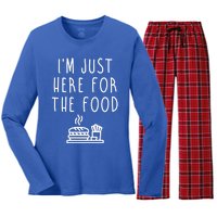 I'm Just Here For Food Hilarious Foodie Design Gift Women's Long Sleeve Flannel Pajama Set 