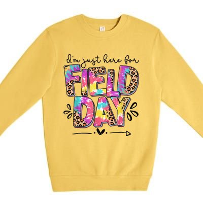 IM Just Here For Field Day Leopard Tie Dye Last Day School Premium Crewneck Sweatshirt