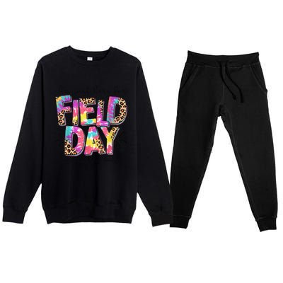 IM Just Here For Field Day Leopard Tie Dye Last Day School Premium Crewneck Sweatsuit Set