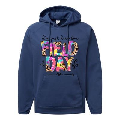 IM Just Here For Field Day Leopard Tie Dye Last Day School Performance Fleece Hoodie