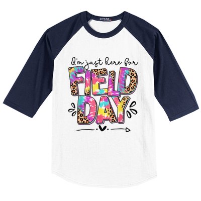 IM Just Here For Field Day Leopard Tie Dye Last Day School Baseball Sleeve Shirt