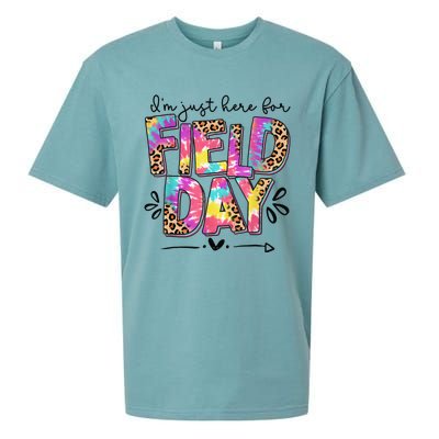 IM Just Here For Field Day Leopard Tie Dye Last Day School Sueded Cloud Jersey T-Shirt