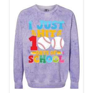 I Just Hit 100 Days Of School Baseball 100th Day Cute Gift Colorblast Crewneck Sweatshirt