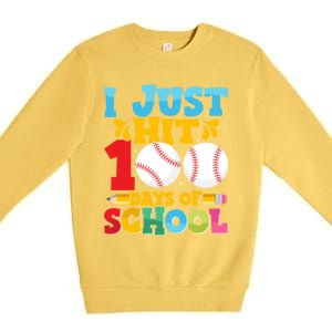 I Just Hit 100 Days Of School Baseball 100th Day Cute Gift Premium Crewneck Sweatshirt