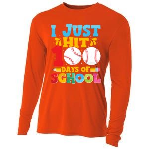 I Just Hit 100 Days Of School Baseball 100th Day Cute Gift Cooling Performance Long Sleeve Crew