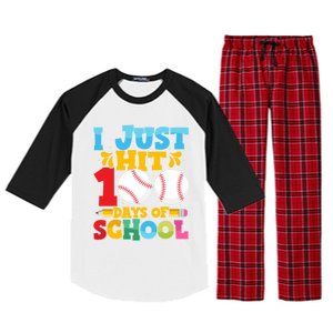 I Just Hit 100 Days Of School Baseball 100th Day Cute Gift Raglan Sleeve Pajama Set