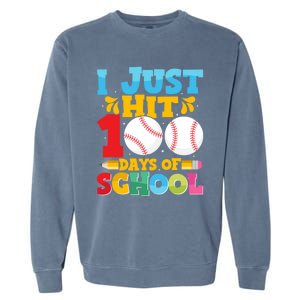 I Just Hit 100 Days Of School Baseball 100th Day Cute Gift Garment-Dyed Sweatshirt