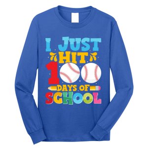 I Just Hit 100 Days Of School Baseball 100th Day Cute Gift Long Sleeve Shirt