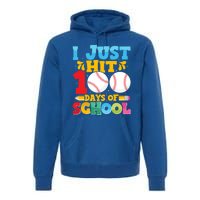 I Just Hit 100 Days Of School Baseball 100th Day Cute Gift Premium Hoodie