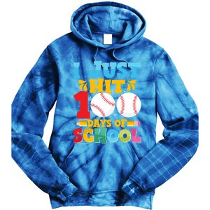 I Just Hit 100 Days Of School Baseball 100th Day Cute Gift Tie Dye Hoodie