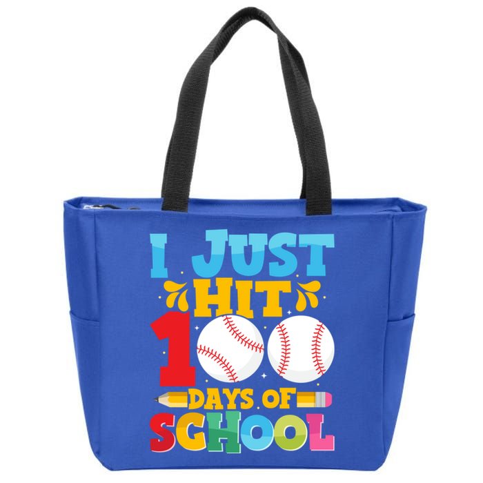 I Just Hit 100 Days Of School Baseball 100th Day Cute Gift Zip Tote Bag