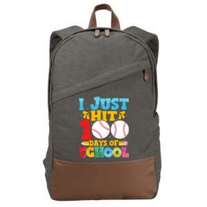 I Just Hit 100 Days Of School Baseball 100th Day Cute Gift Cotton Canvas Backpack