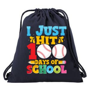 I Just Hit 100 Days Of School Baseball 100th Day Cute Gift Drawstring Bag