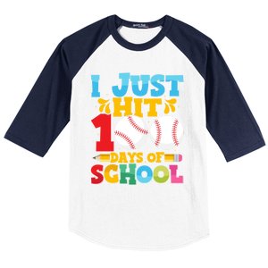 I Just Hit 100 Days Of School Baseball 100th Day Cute Gift Baseball Sleeve Shirt