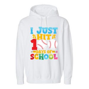 I Just Hit 100 Days Of School Baseball 100th Day Cute Gift Garment-Dyed Fleece Hoodie