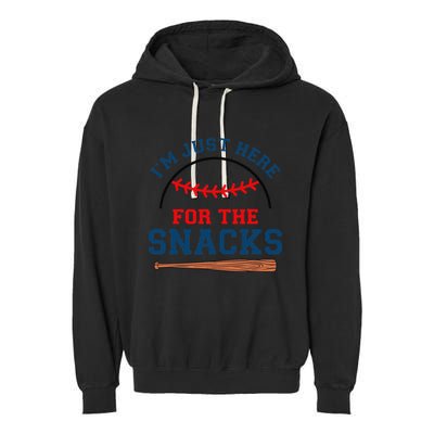 IM Just Here For The Snacks Funny Baseball Season Softball Garment-Dyed Fleece Hoodie