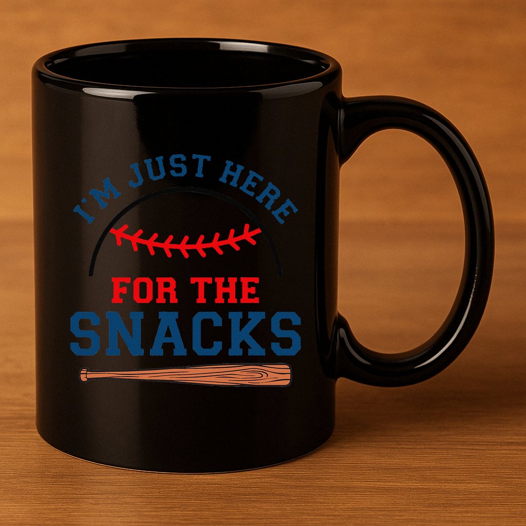 IM Just Here For The Snacks Funny Baseball Season Softball 11oz C Handle Ceramic Mug