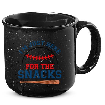 IM Just Here For The Snacks Funny Baseball Season Softball 15oz Campfire Ceramic Mug