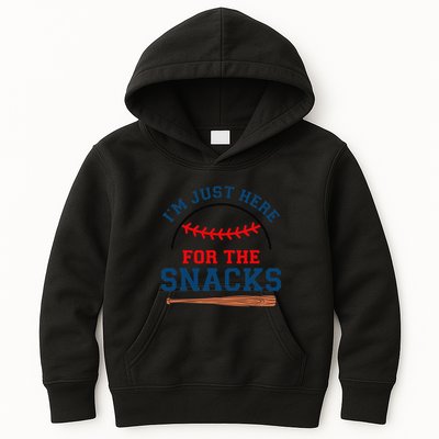 IM Just Here For The Snacks Funny Baseball Season Softball Kids Hoodie