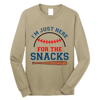 IM Just Here For The Snacks Funny Baseball Season Softball Long Sleeve Shirt